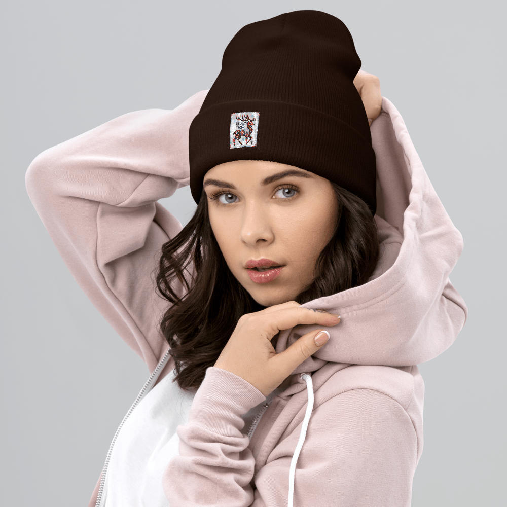 Deer Logo Unisex Cuffed Beanie Hat - Chinchilla Choons